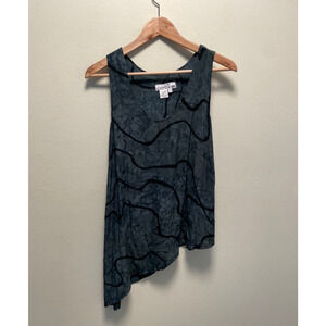 Womens Top Size 1 US Small Gray Tie Dye Abstract Asymmetric Hem Lagenlook Artsy